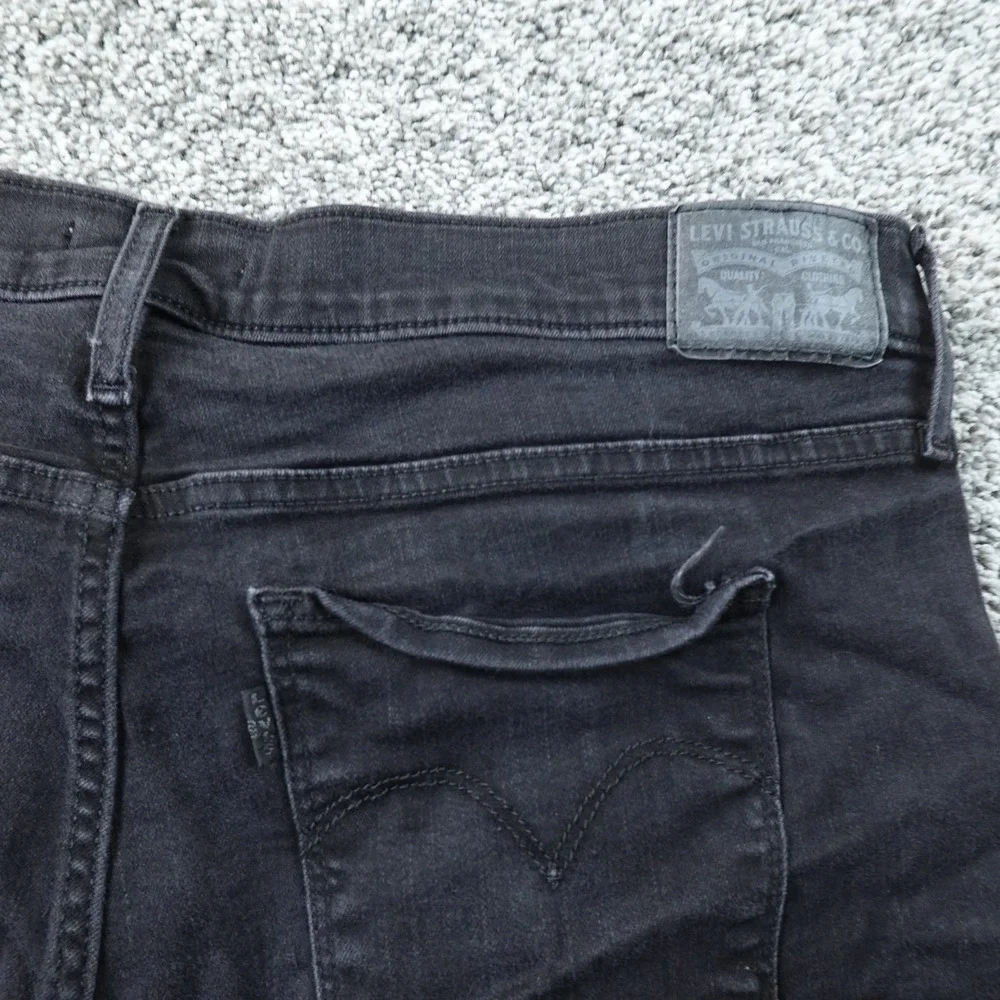 Levis Shorts Womens 33 Dark Black Denim Jean High Rise Mini Micro Booty Cut Off
